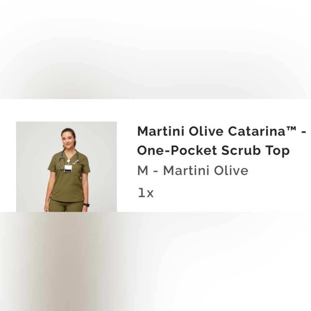 Figs, scrubs Catalina top in martini olive size medium
